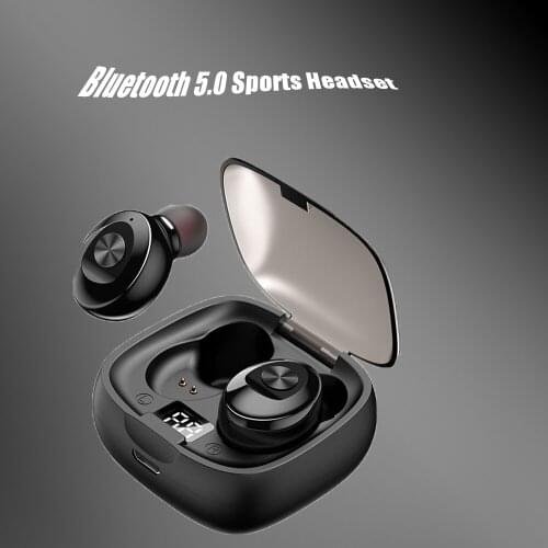 Wireless Earphones Tws Bluetooth 5.0 Mini Earbuds Stereo LED Power Display Noise Reduction MenS Sports Waterproof Earbuds Black