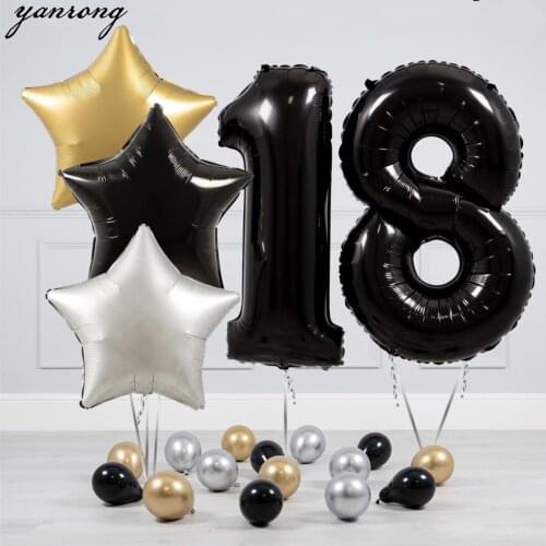 Big Size Blcak Gold Sliver Number Balloons Birthday Wedding Party Decorations Foil Balloon Kid Boy toy Baby Shower Globos