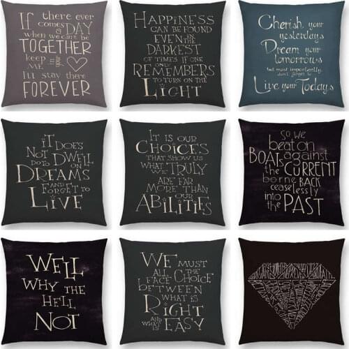 Decorative Letters Meaningful Short Sentences Proverb Gorgeous Words Interesting Cushion Cover Home Decor Sofa Throw Pillow Case
