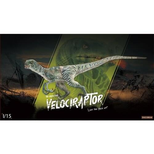 DINO DREAM 1:15 Scale Green Velociraptor Raptor Figure Dromaeosauridae Dinosaur Model Collector Animal Adult Toy Gift