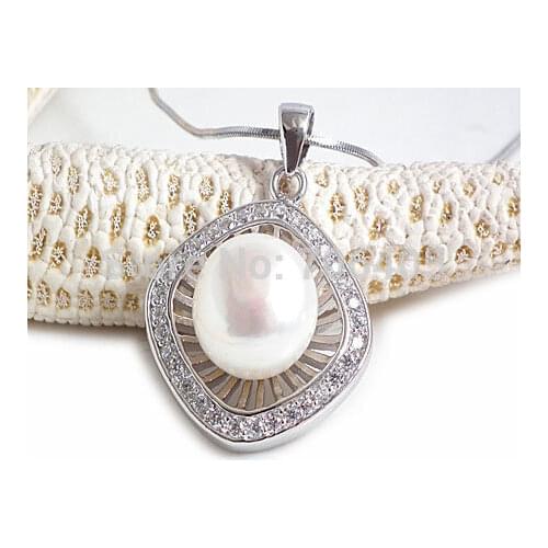 Elegant Freshwater Pearls Jewelry 100% Guaranteed Natural Pearls Silver 925 Pendant yh47986