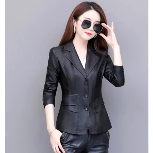 Faux Coat Black Korean Womens Leather Jacket Pu Short 2020 Spring Autumn Abrigo Mujer 04 Pph572