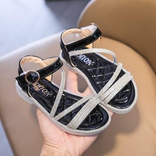 Girl Sandals Summer Fashion Kids Baby Girls Rhinestone Princess Single Sandals For Little Big Girls Shoes
