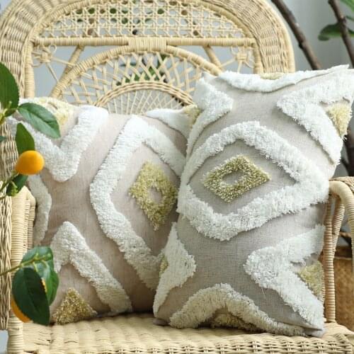 Moroccan tufted throw pillow cover decorative lumbar pillow cover for back cushion covers