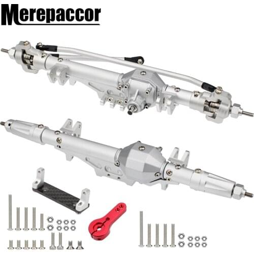 MEREPACCOR New CNC Diamond-Shaped Aluminum Complete Front & Rear Axle for 1/10 RC Crawler Rock Racer Axial Wraith 90018 RR10 030