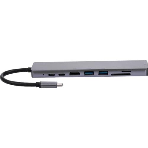 Multi-function Laptop Docking Station Converter IN1 USB-C Type-C to PD+USB*2+HDTV+Type-C+SD+TF+RJ45 87W Adapter