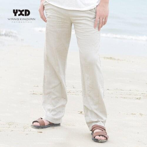 Men clothing New Fashion Brand MenChinese Style Cotton Linen Loose Pants Male Casual Simple Thin White Straight Pants Trousers