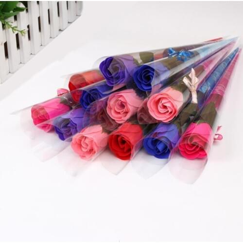 Rose Flower Handmade Soap with Crystal Wedding Favors Rose soap flower Valentines Gift Mothers Day Gifts LX8543