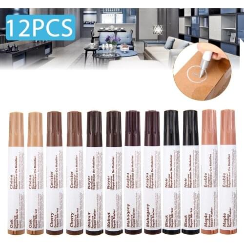 12 Colors Furniture Scratches Repair Filler Sticks Wood Cabinet Floor Touch Up Markers Scratch Filler Remover Kits