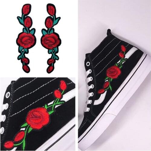Red rose stickers stickers applique embroidery cloth DIY sewing clothing shoes sewing accessories on the sewing accessories