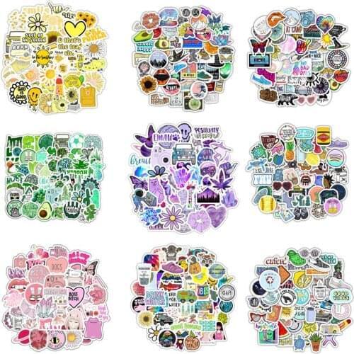 50Pcs Vsco Girl Stickers Cartoon Cute Small Fresh Sticker Waterproof Graffiti Decorative for Suitcase Guitar Notebook Toy