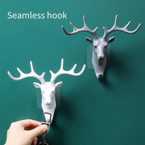 2020 New Wall Hanging Hook Vintage Deer Head Antlers for Hanging Clothes Hat Scarf Key Deer Horns Hanger Rack Wall Decoration