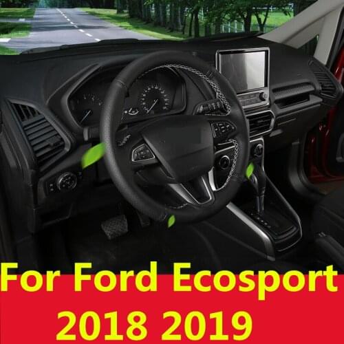 DIY Steering Wheel Covers soft Leather braid on the steering-wheel of Car Interior accessories For Ford Ecosport 2018 2019