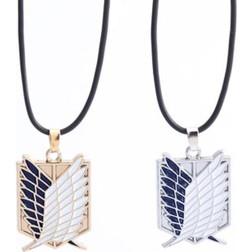 Anime Attack on Titan Alloy Necklace Wings of Liberty Figure Pendnat Shingeki No Kyojin Leather Chain Pendants Anime Jewelry