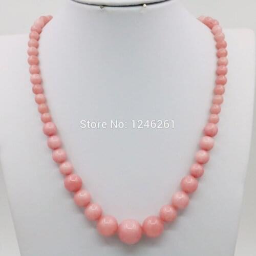 6-14mm HOT Pink Chalcedony Lucky Stone Necklace Chain Round Beads Fashion Jewelry Party Wedding Gifts Mothers Day gifts 18inch