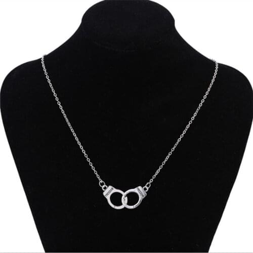 Handcuff Necklace Silver Color Street Style Necklace Gift For Friend Punk Style Fashion Neck Jewelry