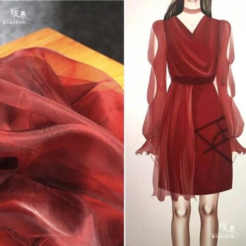 Pearlescent Tulle Fabric Organza Wine red Smooth DIY Veil Background Decor Fluffy Skirt Wedding Dress Gown Lace Designer Fabric