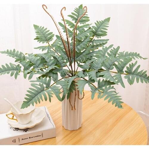 Plastic Artificial fern Leaf Plants Green Desert Summer Decoration Tropical Fake Plant Garden Home Jungle Party Decor Wedding