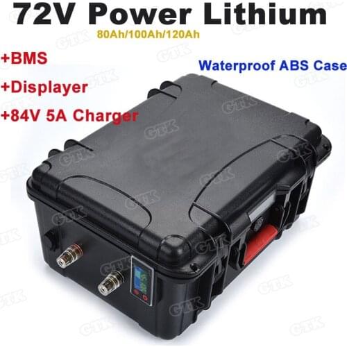 Customized 72V 80Ah 100Ah 120Ah lithium ion battery pack BMS for solar energy electric motorbike On-board recharging+Charger