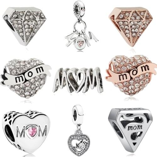 Mothers Day Gift Women fashion jewelry fit pandora charms bracelet Love MOM pendant beads necklace & bangle