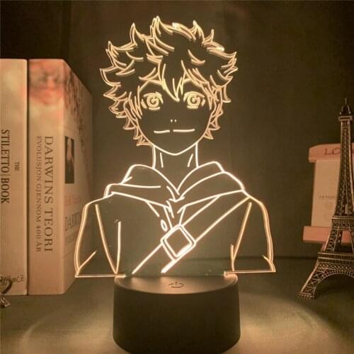 Hot Popular Anime Haikyuu!! Stand Model Plate Led Night Light Hinata Shoyo Kageyama Tobio Figures 3d Lamp Children Bedroom Decor