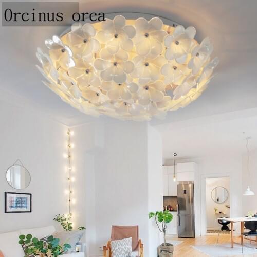 Nordic style rose petals ceiling light simple modern atmosphere warm and romantic bedroom living room lamp Postage free