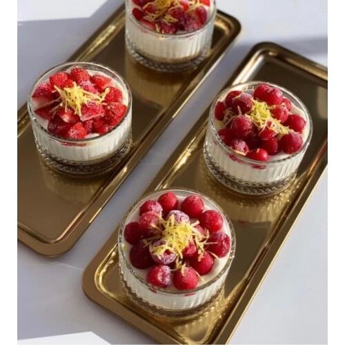 13 cm * 33 cm gold color titanium coated rectangular tray presentation tray stylish kitchen tea coffee