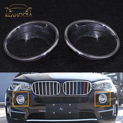 Reamocea 2pcs ABS Plastic Triple Chrome Plated Front Fog Light Lamp Cover Trim Styling For BMW X5 F15 2014 2015 2016 2017 2018