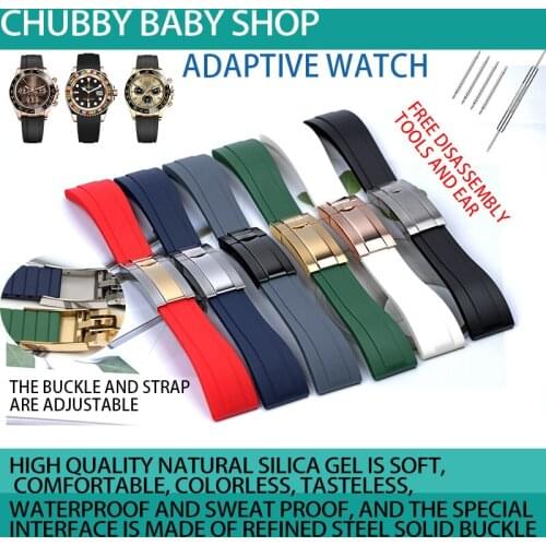 20mm 21mm nature Rubber Silicone Watch band Buckle Watchband for role strap Daytona Submariner DEEPSEA GMT SEAMARSTER OYSTERFLEX