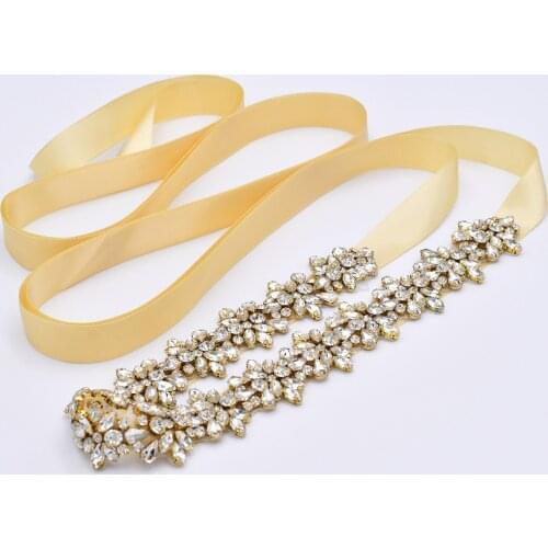S269-G Golden Rhinestone Bride Belt Wedding Bridal Bridesmaid Dress Accessories Belts Women Prom Dresses Evening Dresses Sash