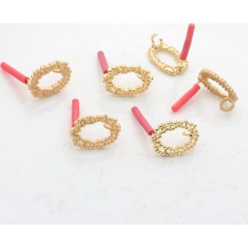 15*11mm 6pcs/lot Zinc Alloy Golden Hollow Oval Base Earrings Connector For DIY Fashion Earrings Accessories