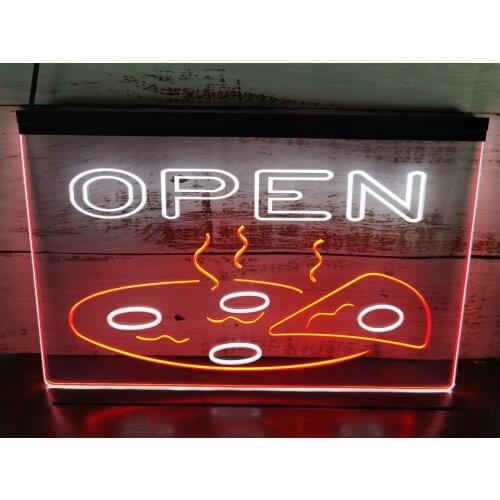 SS056 OPEN Pizza Display Cafe NEW Dual Color LED Neon Sign
