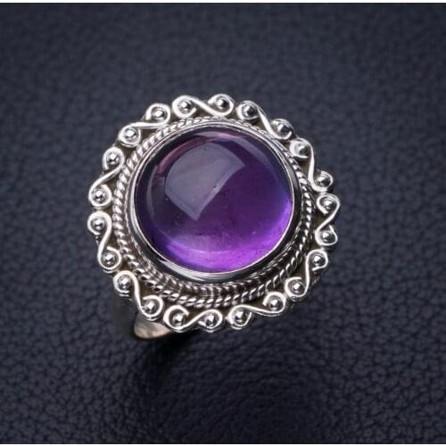 StarGems Natural Amethyst Handmade 925 Sterling Silver Ring 6.5 E2721