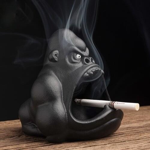 Tao fan cute cartoon small animal ashtray orangutan anti-fly ash ceramic household living room trend car big ashtray