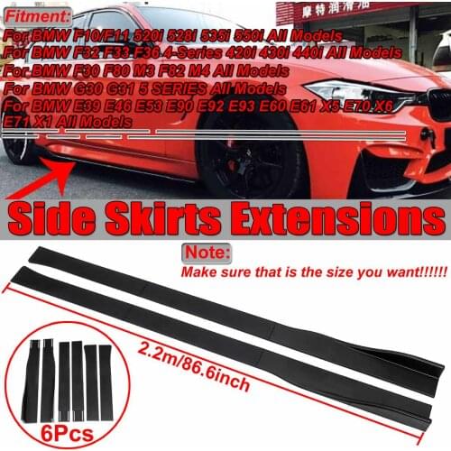 2.2m Matte Black Universal Car Side Skirt Extensions For BMW F10/F11 520i F32 F30 F80 E92 X5 Side Skirt Bumper Splitters Wnglet