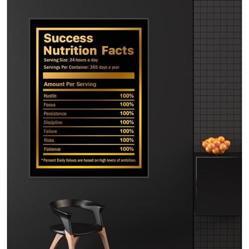 Inspirational Quotes Canvas Painting Success Nutrition Facts Wall Art Posters and Prints Living Room Decorative Paintings