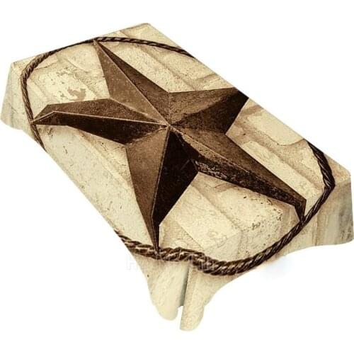 Vintage West Texas Star Brick Tablecloth For A Barbecue Picnic Coffee Table