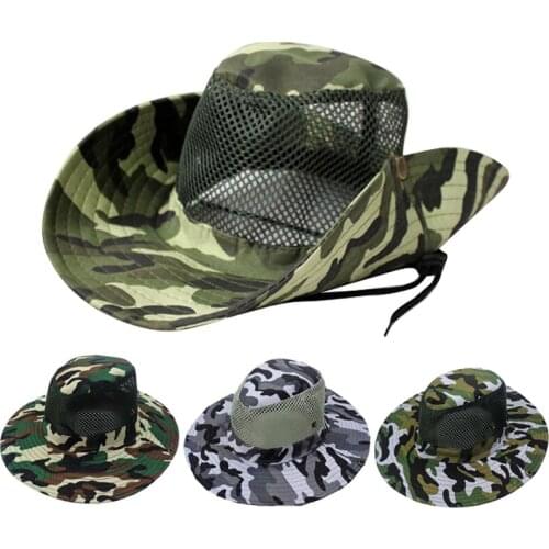 Military Tactical Cap Camouflage Bucket Hats Wide Brim Man Breathable Mesh Fishing Cap Cycling Hunting Hiking Headwear