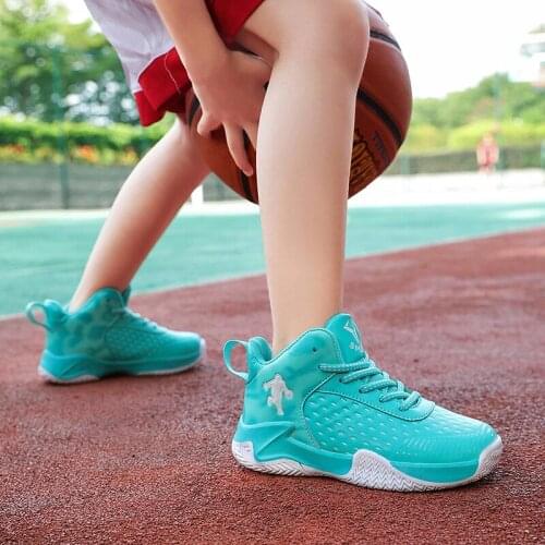 Boys High Quality Brand Leather Basketball Shoes Kids Sneakers Thick Sole Children Sports Shoes Boy Child Trainer Shoes Basket