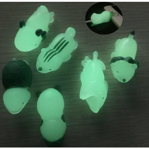 Cable bite Glow In Dark Protector for IPhone Winder Phone Prank Toy Pvc Animal duck lion tortoise Doll model Funny