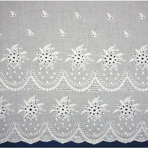 White Flower Hollow Out Lace Cloth Embroidered Womens Summer Cotton Cloth Hollow Lace Fabric