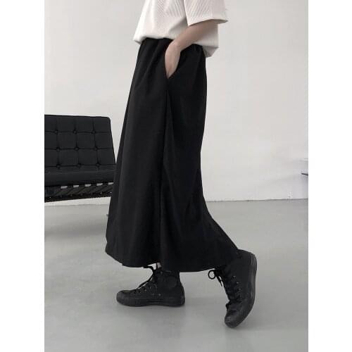 Ladies spring and Autumn classic dark day fashion couples with the same casual loose large straight tube nine points pants