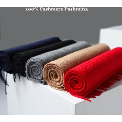 Pure 100% Cashmere Scarf Men Luxury Brand Thick Warm Neck Solid Color Winter Men Scarf Unisex Women Pashmina Scarf Male