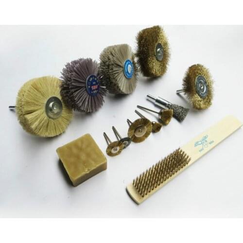 13pcs/set Steel Wire Brush Polishing Wheels Set Kit for Dremel Rotary Tool Set For Polish Thuja Sutchuenensis Root Carving