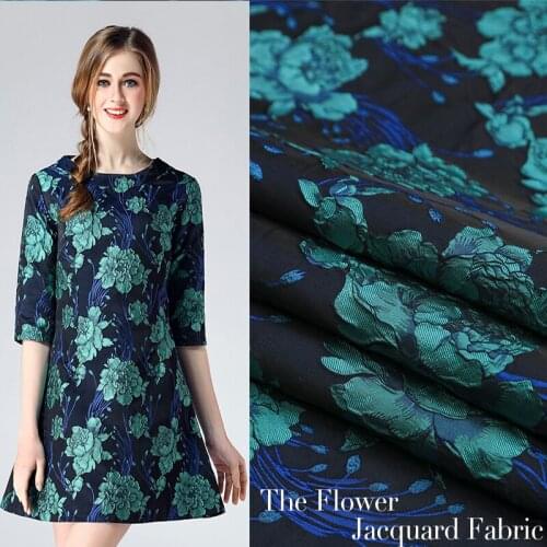 145x50cm Imported European and American high-end blue flower jacquard Brocade Fabric,3D yarn dyed fabric for women coat,dress