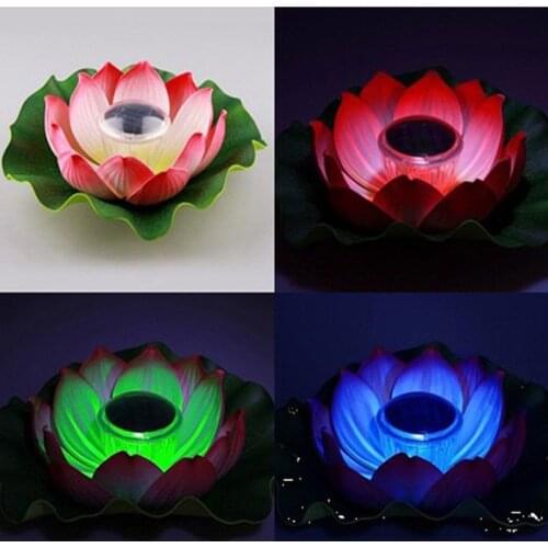 2PCS Solar Powered LED Flower Light Floating Fountain Pond Garden Pool Lamp Realistic Lotus Shape Decoration Bright Lamps Bulb