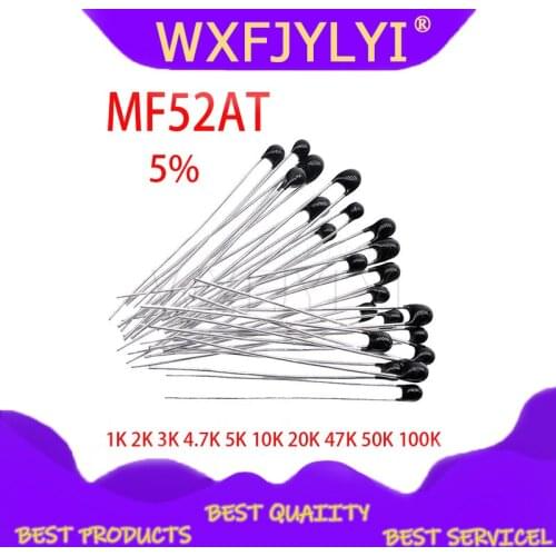 20pcs MF52AT MF52 B 3950 NTC Thermistor Thermal Resistor 5% 1K 2K 3K 4.7K 5K 10K 20K 47K 50K 100K temperature sensor