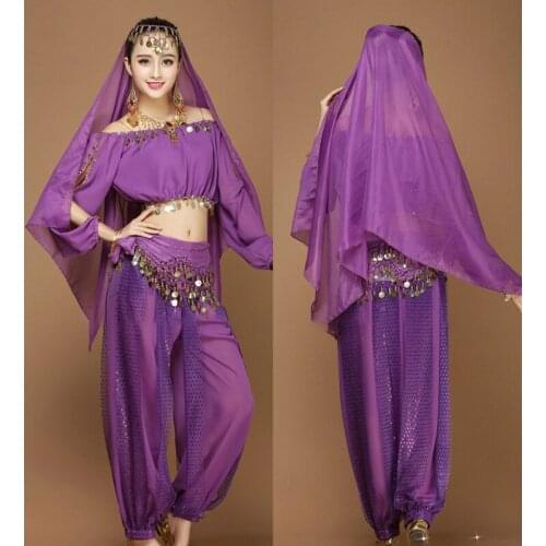 Belly Dance Costumes Set Sequins Tassel Accessories For Adult Women Performance Pratice India Clothes Belly Dancing Outfits