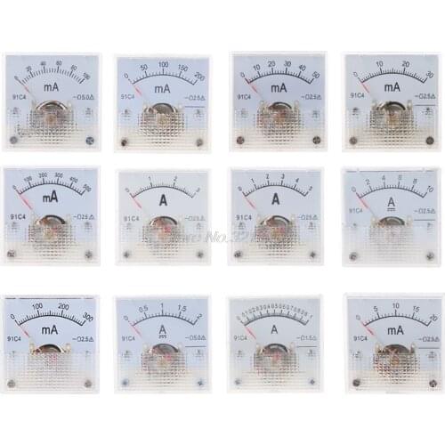Class 2.5 Accuracy DC 20mA 30mA 50mA 100mA 200mA 300mA 500mA 0-1A 2A 3A 5A 10A Ampere Analog Panel Meter Ammeter 91C4