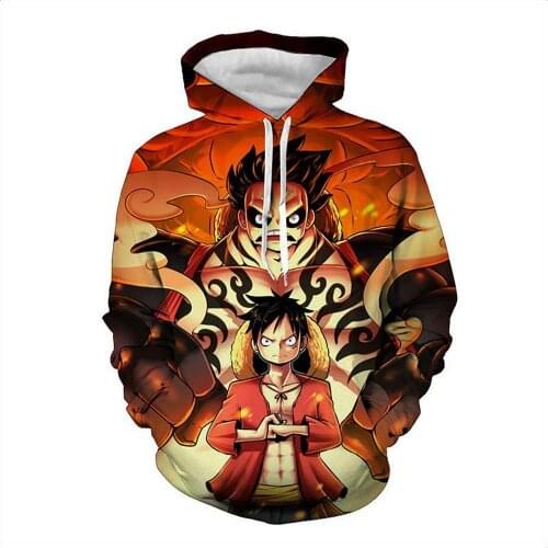 Anime One Piece Hoodies 3D Print Pullover Sweatshirt Monkey D Luffy Ace Sabo Shanks Law Battle Tracksuit Outfit Casual Outerwear